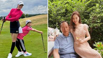 富士康老板娘國外高調曬照，帶小女兒打高爾夫，穿千元短裙秀美腿