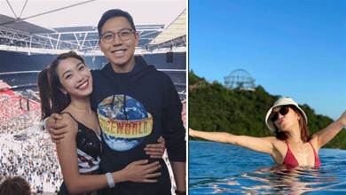 TVB女藝人姜麗文和老公度假享受二人世界，曬夫妻倆在泳池開心合影