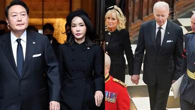 韓國第一夫人也去參加女王葬禮！罕見戴禮帽太驚艷，不輸雅子皇后